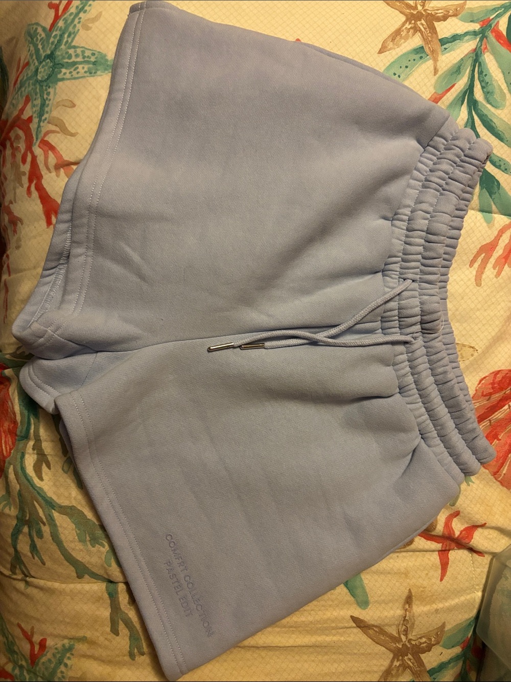 Comfort Light Blue Cozy Drawstring Lounge Shorts